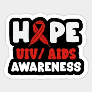 Red ribbon of awareness Sticker